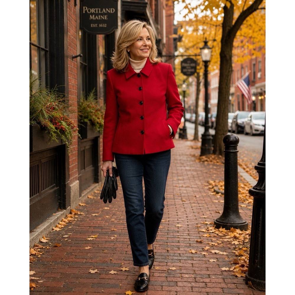 Pendleton Red Virgin Wool Blazer Jacket Women's Size 10 USA Button Front Career